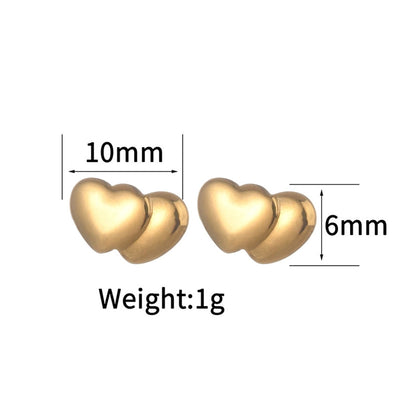 1 Pair Casual Simple Style Streetwear Heart Shape Crown Plating 304 Stainless Steel Ear Studs