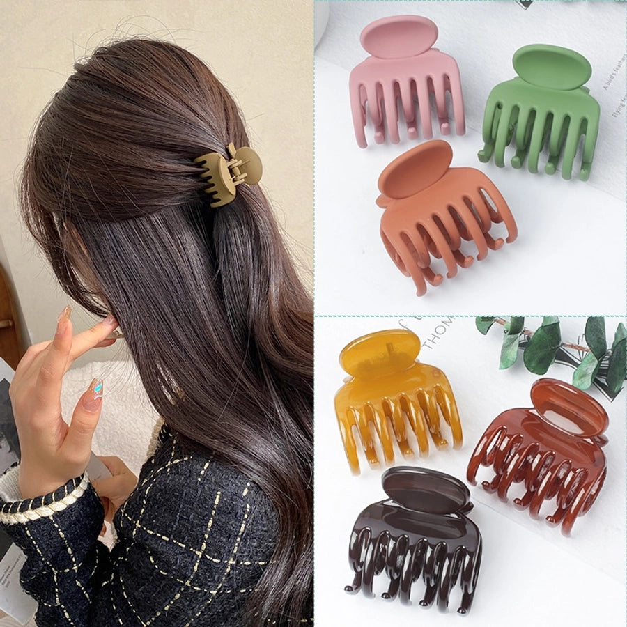 simple style solid color plastic resin hollow out hair claws 1 piece