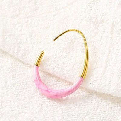 1 Pair Elegant C Shape Geometric Enamel Titanium Steel Ear Studs