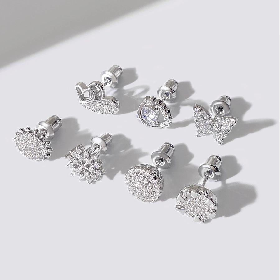 1 Pair Retro Geometric Plating Inlay Copper Zircon Zircon Ear Studs