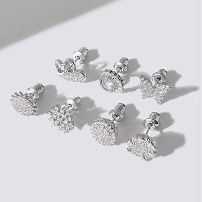 1 Pair Retro Geometric Plating Inlay Copper Zircon Zircon Ear Studs