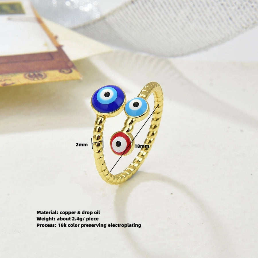 Copper Plating 18K Color Retention Drip round Eye Opening Ring