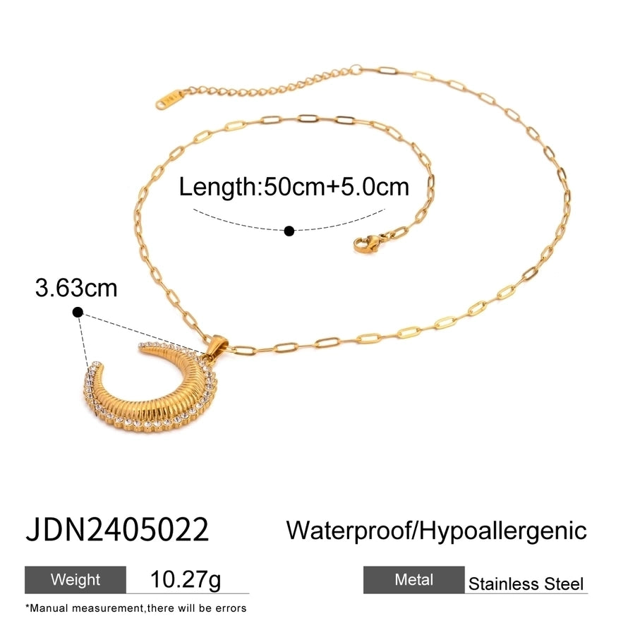 Jewelry Classic Style Moon 304 Stainless Steel Pendant Necklace