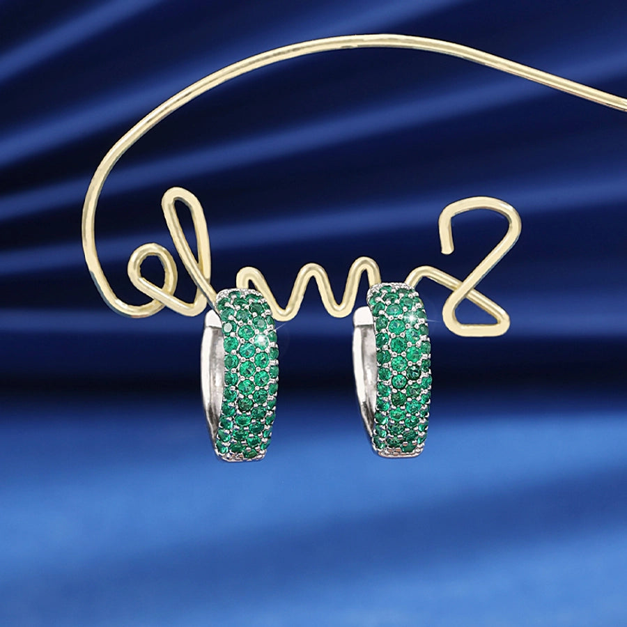 1 Pair Elegant Retro Luxurious V Shape Copper Zircon Imitation Gold  Earrings