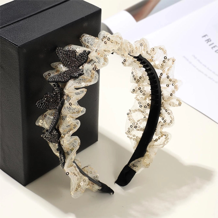 Women's Elegant Sweet Shiny Butterfly Gauze Inlay Artificial Rhinestones Hair Band