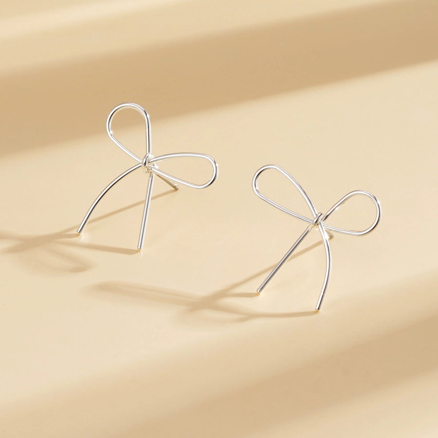 Women's bowknot earrings  lightweight  simple butterfly fashion elegant simple line ear studs earrings