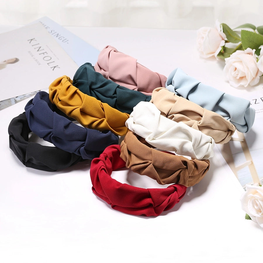 sweet solid color cloth pleated hair band