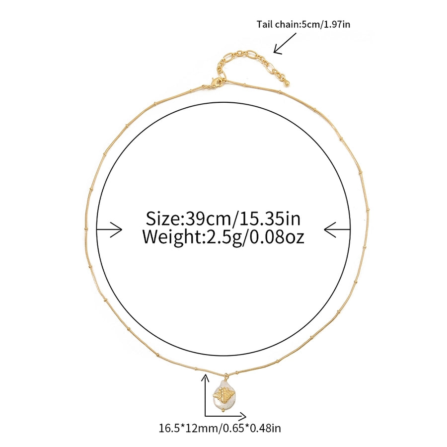 Casual Cute Commute Irregular natural stone Copper Beaded Chain Necklace In Bulk