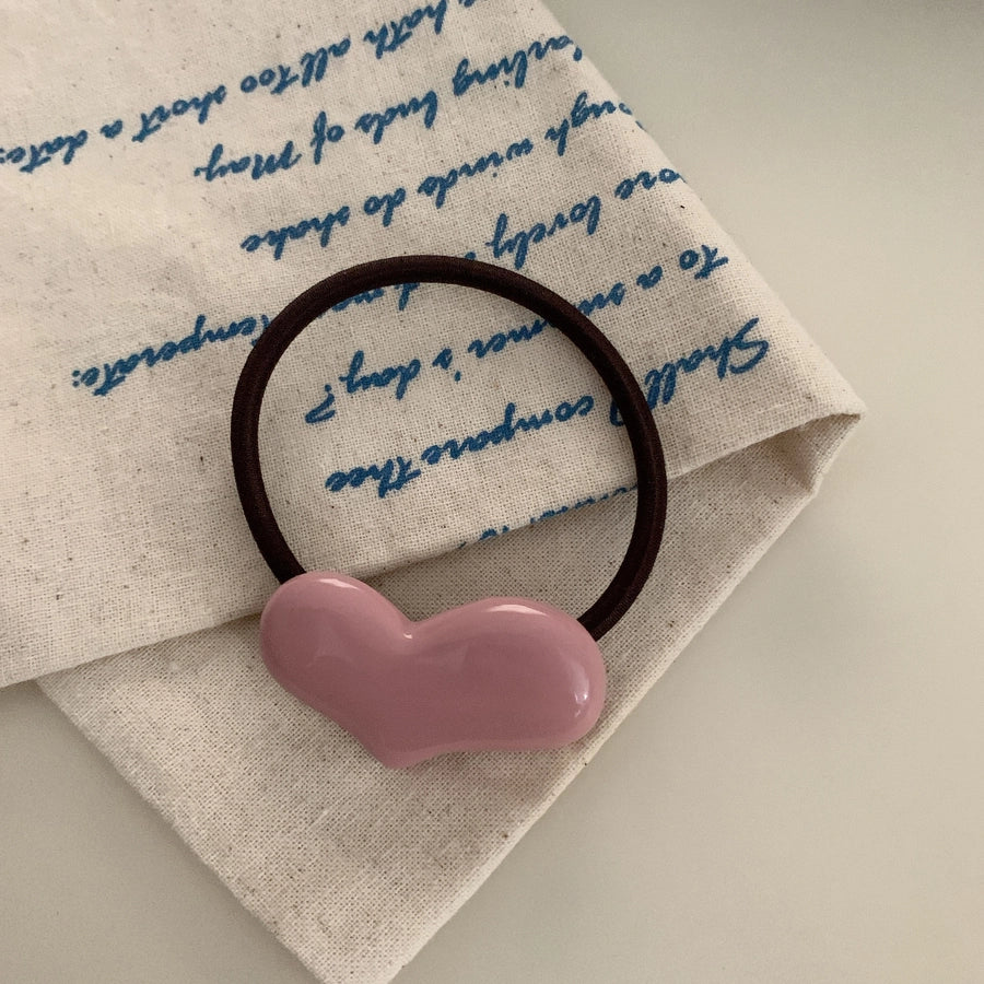 Women's Cute Simple Style Heart Shape Resin Hair Tie