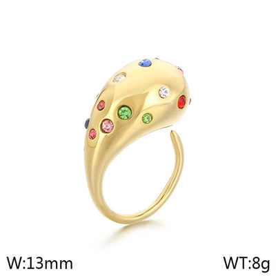 Jewelry Vintage Style Water Droplets 304 Stainless Steel 18K Gold Plated Open Rings