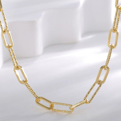 Brass 18K Gold Plated Paper Clip Solid Color Long Necklace Necklace
