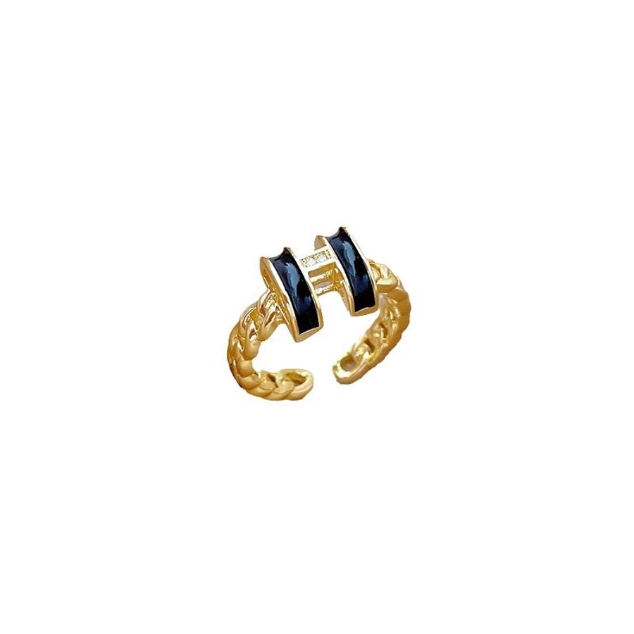 Titanium Steel Brass Gold Plated Inlay Geometric Zircon Brass Rings