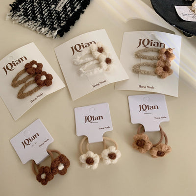 Milk Coffee New Autumn and Winter Cute Flower Hair Clip Hairpin Side Shredded Hair Bangs Clip Children's Hair String Hair Accessories Headdress for Women