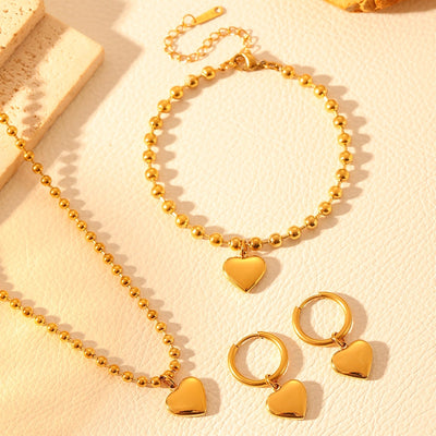 Stainless Steel Shell Peach Heart Bracelet Ornament Trendy Heart Titanium Steel No Fading Necklace Three Heart Bracelet Jewelry