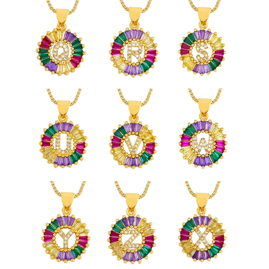 Copper 18K Gold Plated Plating Inlay Letter Zircon Pendant Necklace