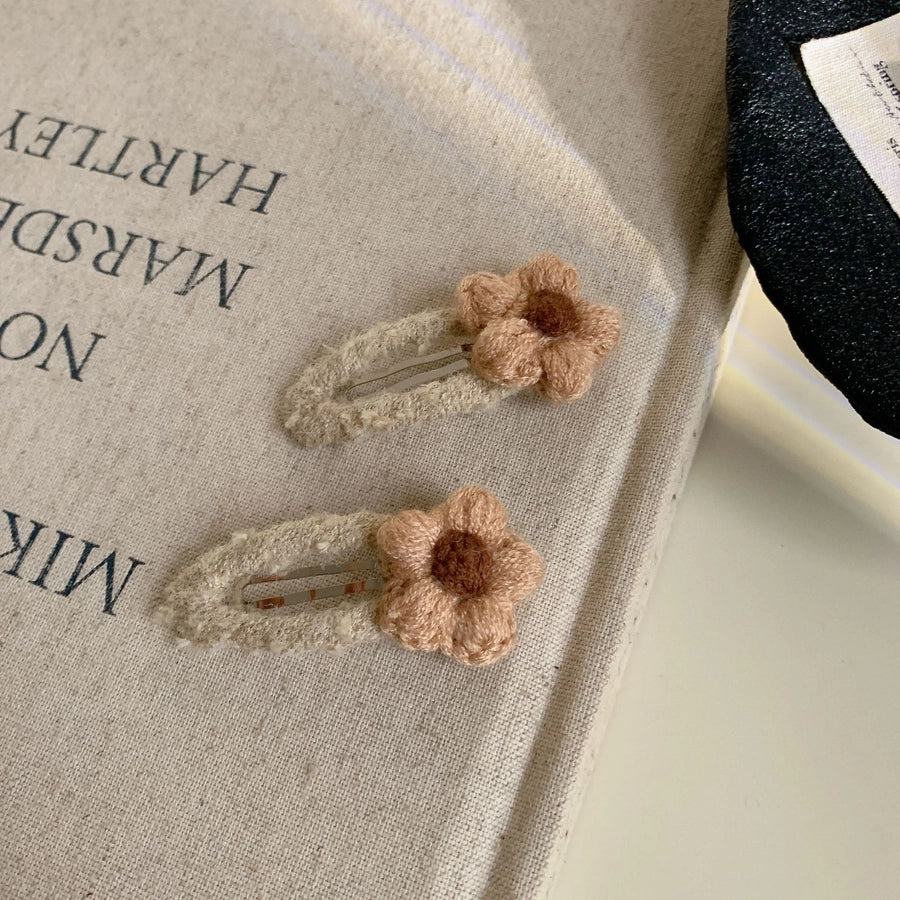 Milk Coffee New Autumn and Winter Cute Flower Hair Clip Hairpin Side Shredded Hair Bangs Clip Children's Hair String Hair Accessories Headdress for Women