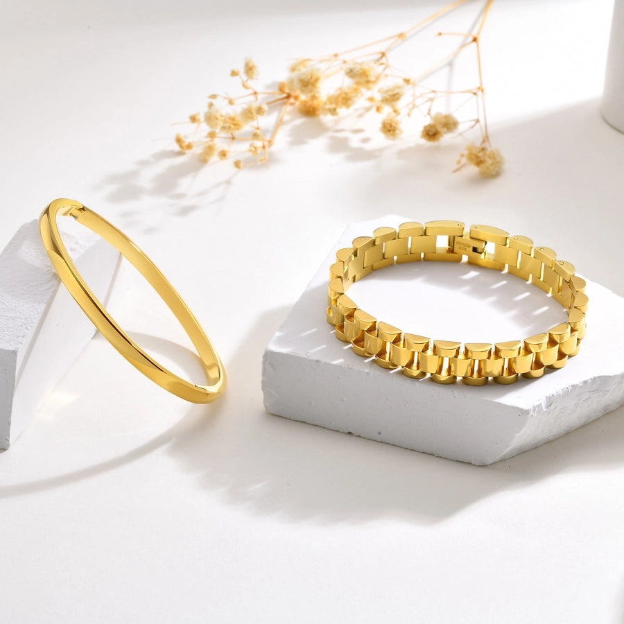 IG Style French Style Classic Style Devil's Eye 304 Stainless Steel 18K Gold Plated Zircon Bracelets Bangle In Bulk