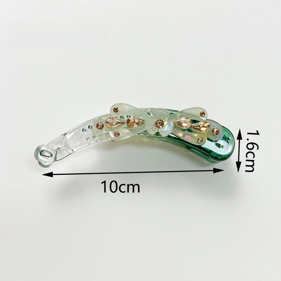 Elegant three-petal flower banana clip large vertical clip Diamond-embedded ponytail clip flower vertical card high-end hairpin hairpin manufacturer