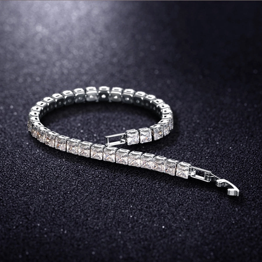 4*4mm square zircon bracelet copper inlaid zircon bracelet fashion bracelet single row bracelet women