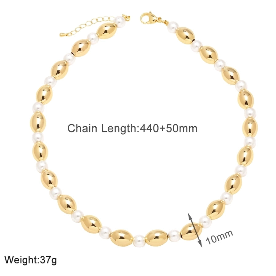 Copper 18K Gold Plated Oval Bracelets Necklace