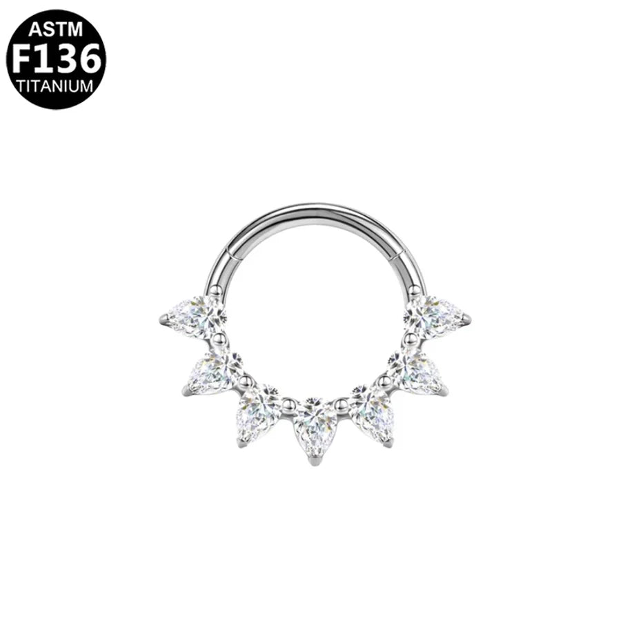 1 Piece Nose Rings & Studs Luxurious Shiny Round Pure Titanium Titanium Alloy Zircon 14K Gold Plated White Gold Plated Ear Cartilage Rings & Studs Nose Rings & Studs