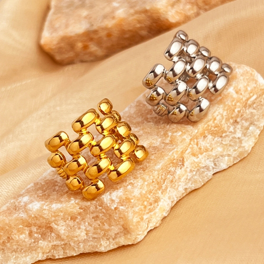 Jewelry Casual Retro Simple Style Round 201 Stainless Steel 18K Gold Plated Plating Adjustable Ring