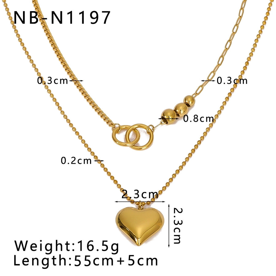 Jewelry IG Style Retro Heart Shape Titanium Steel Plating Pendant Necklace