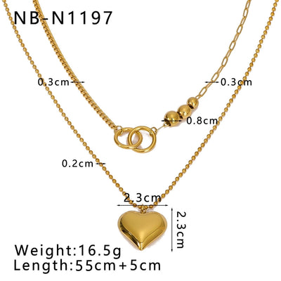 Jewelry IG Style Retro Heart Shape Titanium Steel Plating Pendant Necklace