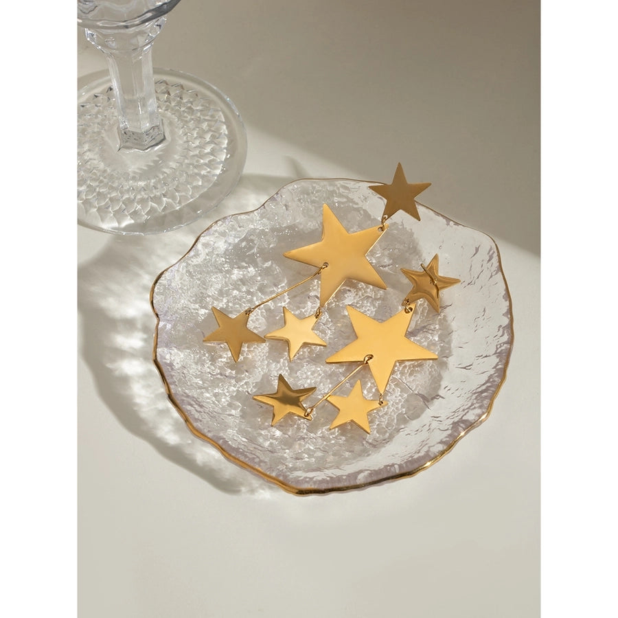 1 Pair Classic Style Star 304 Stainless Steel Drop Earrings