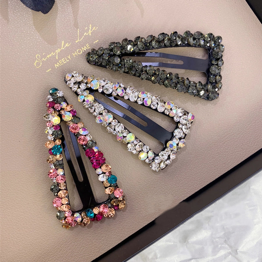 korean rhinestone bb hairpin no trace crystal hollow water drop square triangle super flash bangs hairpin hair accessories