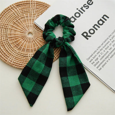 Christmas Vintage Style Women's Plaid Handmade Hair Tie