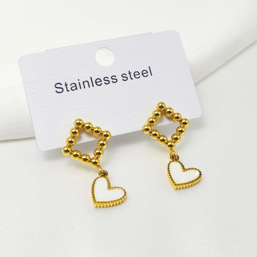 1 Pair Elegant Retro Commute Heart Shape 304 Stainless Steel 18K Gold Plated Drop Earrings
