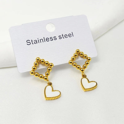 1 Pair Elegant Retro Commute Heart Shape 304 Stainless Steel 18K Gold Plated Drop Earrings