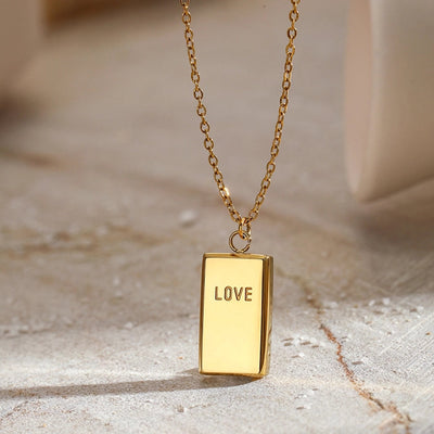 Jewelry Simple Style Letter Rectangle 304 Stainless Steel 14K Gold Plated Pendant Necklace