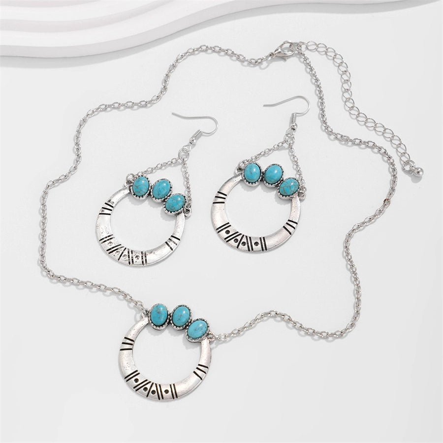 Copper Water Droplets Eye Rhombus Jewelry Set