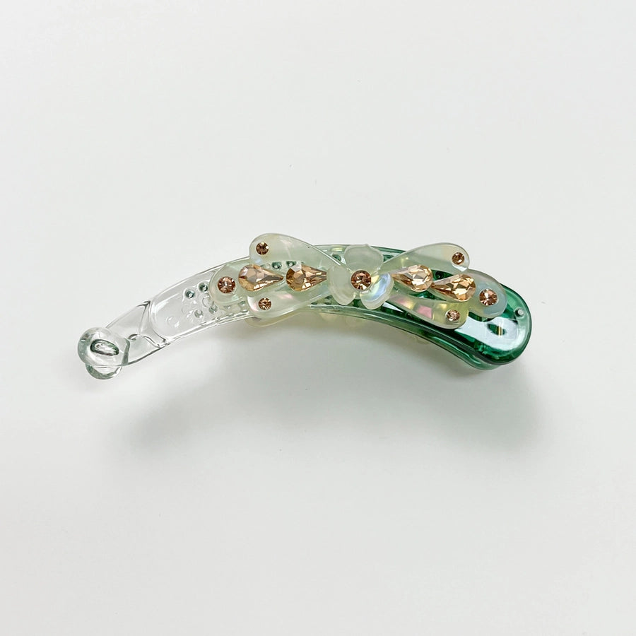 Elegant three-petal flower banana clip large vertical clip Diamond-embedded ponytail clip flower vertical card high-end hairpin hairpin manufacturer