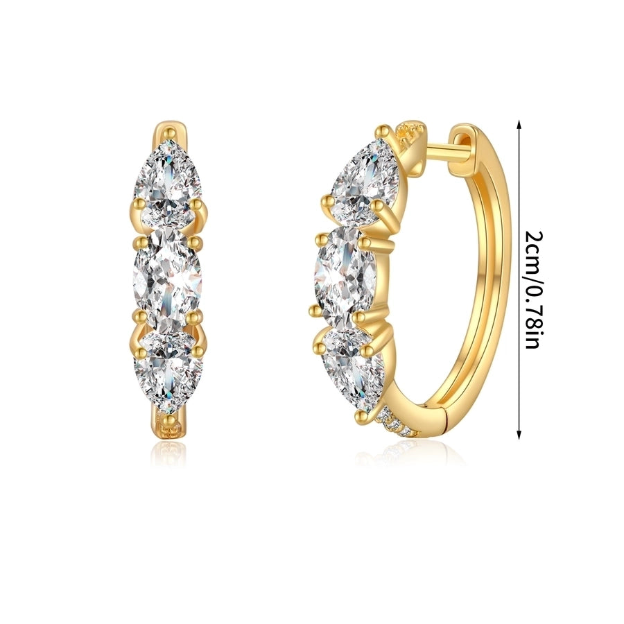 1 Pair Classic Style Round Inlay Copper Zircon 18K Gold Plated Hoop Earrings