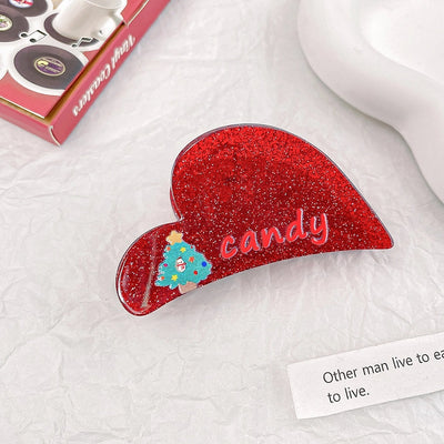 Christmas Sweet IG Style Women's Triangle Heart Shape Arylic Hair Claws