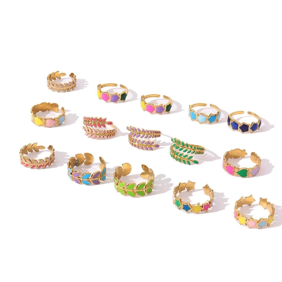 Jewelry IG Style Star Leaves Heart Shape 304 Stainless Steel Open Rings