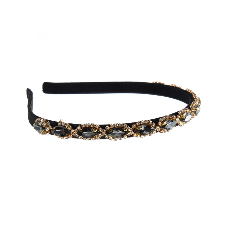 ig style shiny oval cloth inlay rhinestones hair band