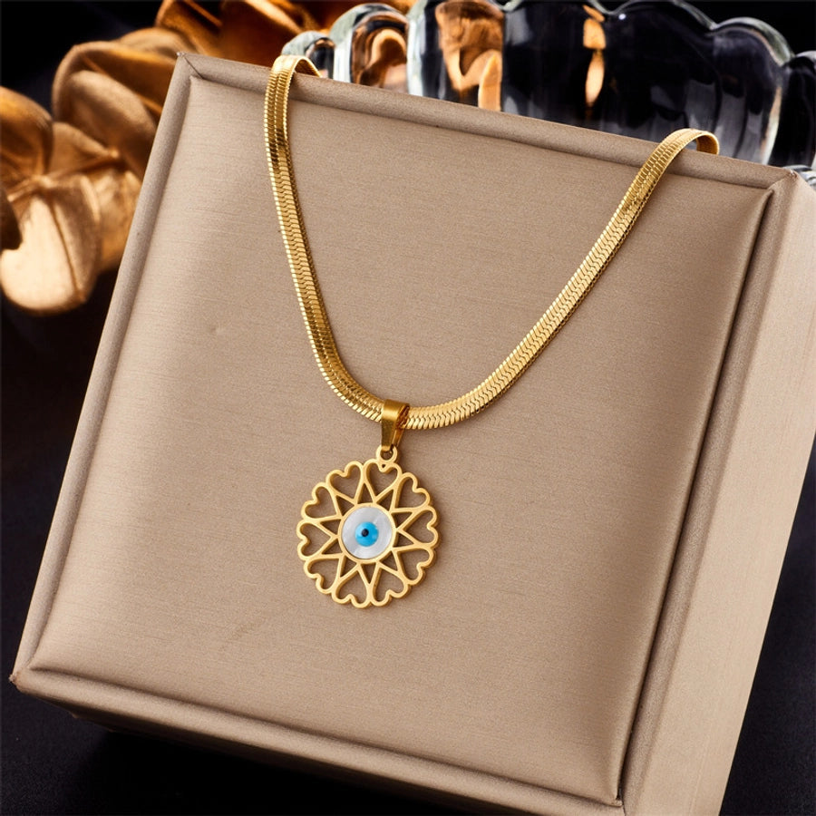 Jewelry Lady Heart Shape Eye Titanium Steel Plating Necklace