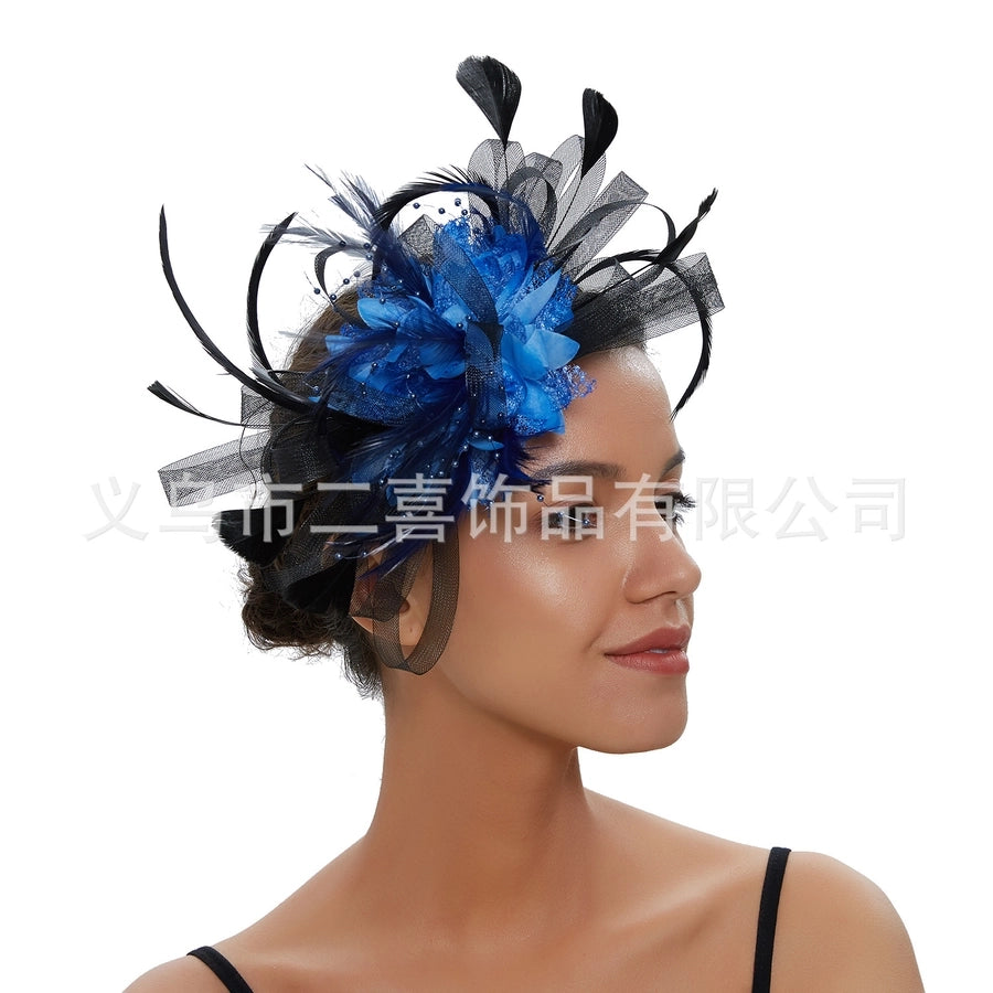 fashion feather bridal mesh top hat accessories hairband