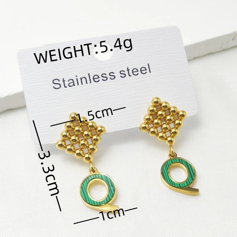 1 Pair Elegant Retro Commute Letter Square 304 Stainless Steel 18K Gold Plated Drop Earrings