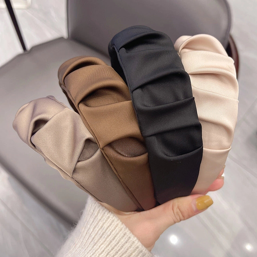 Women's Simple Style Solid Color Cloth Pleated Hair Band