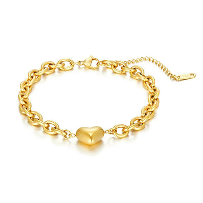 Simple Style Heart Shape Titanium Steel cable chain Bracelets In Bulk