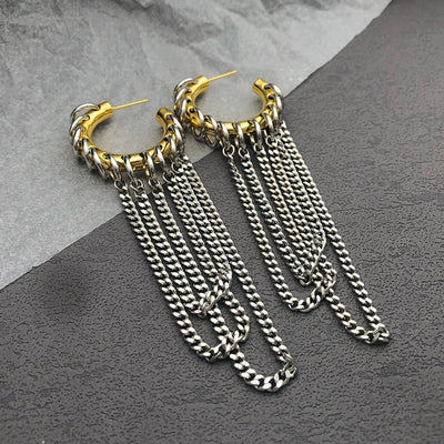 1 Pair Vintage Style Exaggerated Geometric chain Copper Earrings