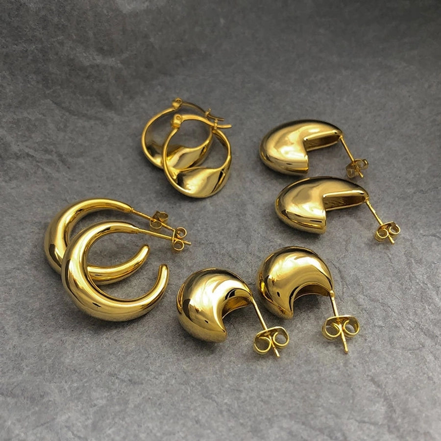 1 Pair Simple Style Water Droplets Rhombus Copper 18K Gold Plated Earrings