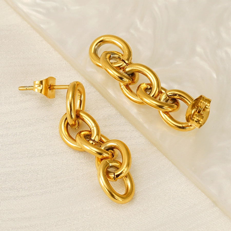 1 Pair Simple Style Classic Style Geometric 304 Stainless Steel 18K Gold Plated Drop Earrings