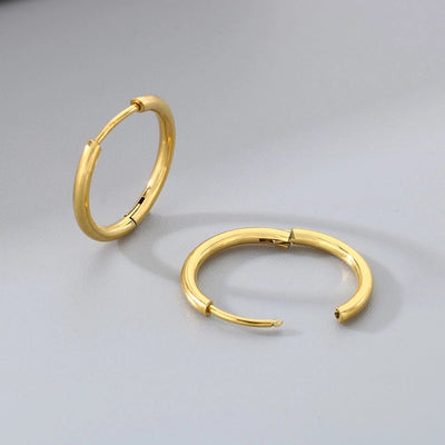 1 Pair Simple Style Round 304 Stainless Steel 18K Gold Plated Earrings