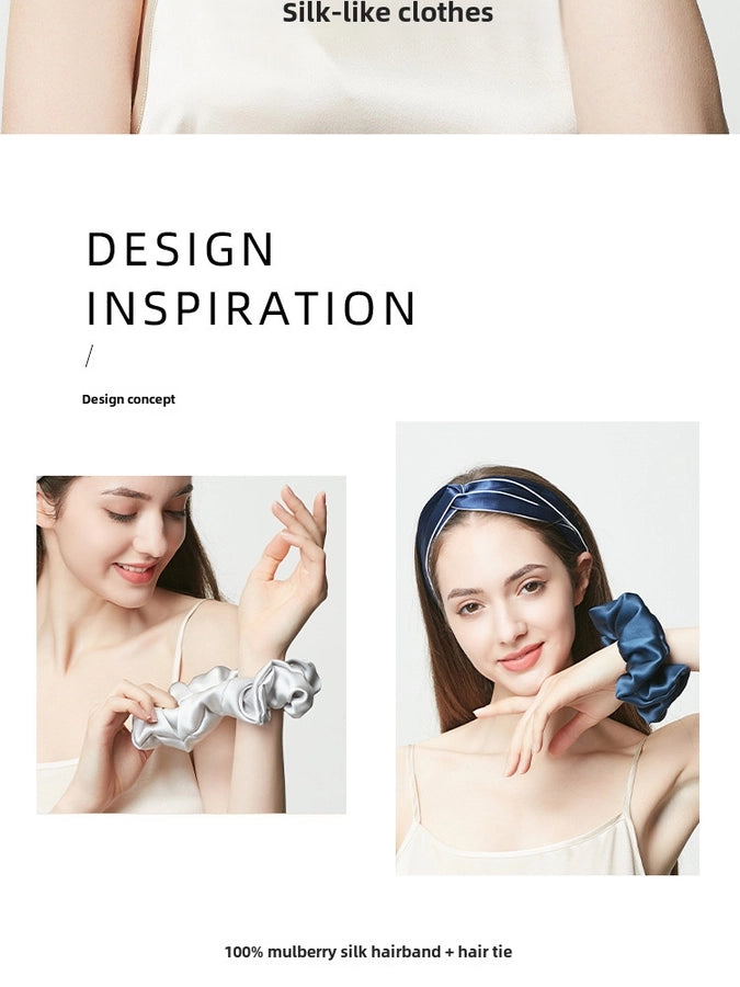 Strictly Selected 19 Mm Silk Hair Band Hair Ring Head Flower 100%  Silk Large Intestine Hair Ring Bright Color Hair Accessories Light Luxury Gift